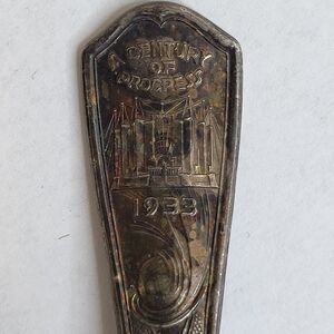1933 Chicago Century of Progress East View Admin Building Silver Souvenir Spoon